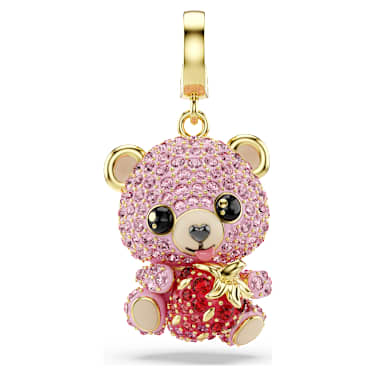 Idyllia Charm, ミックスカット, テディベア, ピンク, ゴールドトーン・プレーティング - Swarovski, 5738357