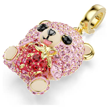 Przywieszka Idyllia, Szlify różnorodne, Pluszowy miś, Różowa, Wykończenie z 18-karatowego złota - Swarovski, 5738357