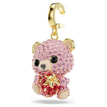 Idyllia charm, Mixed cuts, Teddy, Pink, 18K gold finish - Swarovski, 5738357