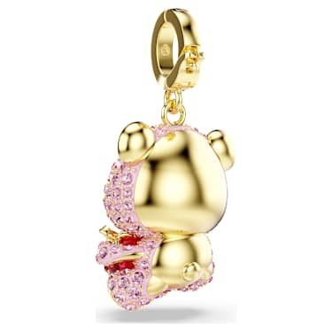 Charm Idyllia, Combinação de lapidações, Ursinho, Rosa, Lacado a dourado - Swarovski, 5738357