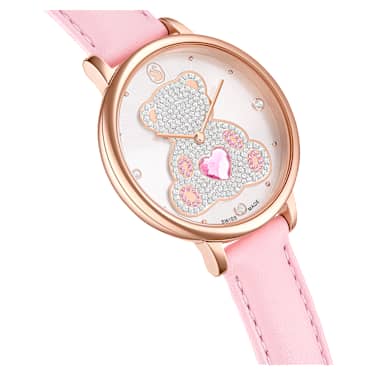 Teddy นาฬิกา, Swiss Made, สายหนัง, ชมพู, เคลือบโทนสีโรสโกลด์ - Swarovski, 5739838