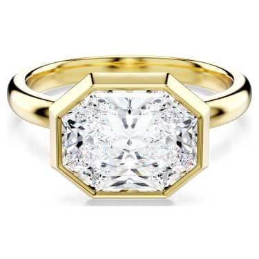Octagon 베젤 링, 랩 그로운 다이아몬드 3.0ct tw, 옥타곤 쉐입, 18K 옐로우 골드 - Swarovski, 5739865