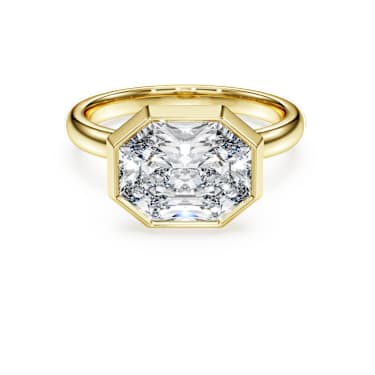 Octagon 베젤 링, 랩 그로운 다이아몬드 3.0ct tw, 옥타곤 쉐입, 18K 옐로우 골드 - Swarovski, 5739865