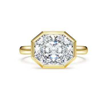 Octagon แหวนแบบฝังหุ้ม, เพชรสังเคราะห์ 3.0 กะรัต, ทรงแปดเหลี่ยม, ทองคำ 18K - Swarovski, 5739866