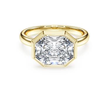 Octagon bezel ring, Lab-grown diamonds 3.0 ct tw, Octagon shape, 14K yellow gold - Swarovski, 5739878