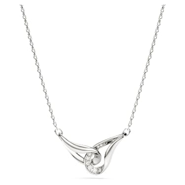 Swarovski Classica Kolye, Yuvarlak kesim, İç içe geçmiş, Beyaz, Som gümüş - Swarovski, 5740343
