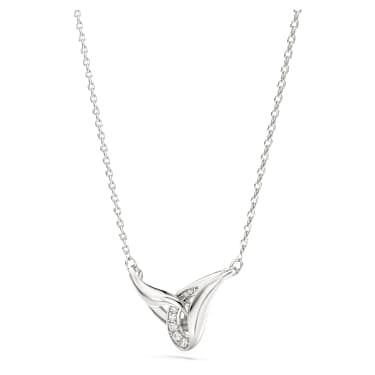 Swarovski Classica Kolye, Yuvarlak kesim, İç içe geçmiş, Beyaz, Som gümüş - Swarovski, 5740343