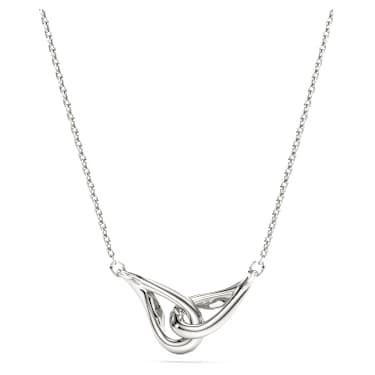 Swarovski Classica Kolye, Yuvarlak kesim, İç içe geçmiş, Beyaz, Som gümüş - Swarovski, 5740343