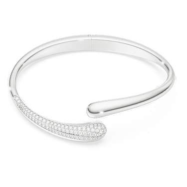 Bransoletka typu bangle Swarovski Classica, Przepleciona, Szlif okrągły, Biała, Srebro próby 925 - Swarovski, 5740346