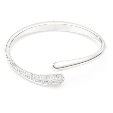 Bransoletka typu bangle Swarovski Classica, Przepleciona, Szlif okrągły, Biała, Srebro próby 925 - Swarovski, 5740346