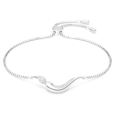 Βραχιόλι Classica, Στρογγυλή κοπή, Λευκό, Ασήμι - Swarovski, 5740349