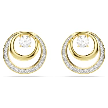 Uhančki Hyperbola, Okrogli rez, Beli, V videzu 18-karatnega zlata - Swarovski, 5740407