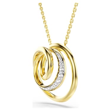 Verižica Hyperbola, Okrogli rez, Bela, PVD zlatega odtenka - Swarovski, 5740410