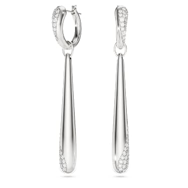 Pendants d’oreilles avec anneaux Swarovski Classica, Taille ronde, Blancs, Argent 925 - Swarovski, 5740455