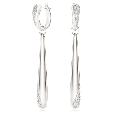 Pendants d’oreilles avec anneaux Swarovski Classica, Taille ronde, Blancs, Argent 925 - Swarovski, 5740455