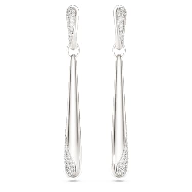 Viseči in obročasti uhani Swarovski Classica, Okrogli rez, Bela, Sterling srebro - Swarovski, 5740455