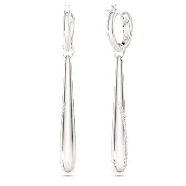 Pendants d’oreilles avec anneaux Swarovski Classica, Taille ronde, Blancs, Argent 925 - Swarovski, 5740455
