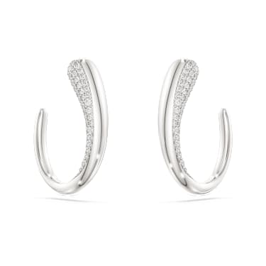 Swarovski Classica Kreolen, Rundschliff, Weiß, Sterlingsilber - Swarovski, 5740456