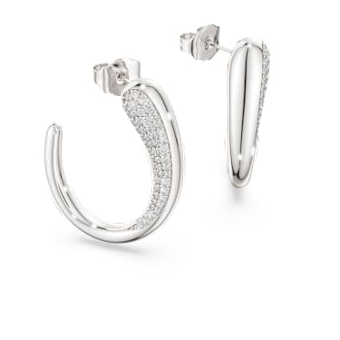 Pendientes de aro Swarovski Classica, Talla redonda, Blancos, Plata de ley - Swarovski, 5740456