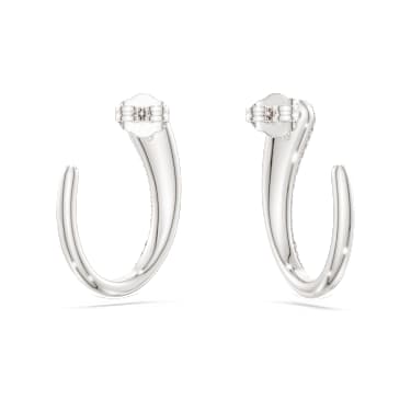 Anneaux d'oreilles Swarovski Classica, Taille ronde, Blanches, Argent sterling - Swarovski, 5740456