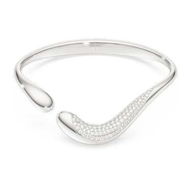 Obročasta zapestnica Swarovski Classica, Odprto, Okrogli rez, Bela, Sterling srebro - Swarovski, 5740462