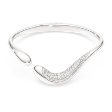 Obročasta zapestnica Swarovski Classica, Odprto, Okrogli rez, Bela, Sterling srebro - Swarovski, 5740462