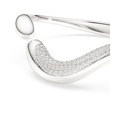 Bransoletka typu bangle Swarovski Classica, Otwarta, Szlif okrągły, Biała, Srebro próby 925 - Swarovski, 5740462