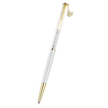 Crystalline ballpoint pen, Horse shoe, White, White lacquered, Gold-tone plated - Swarovski, 5740699