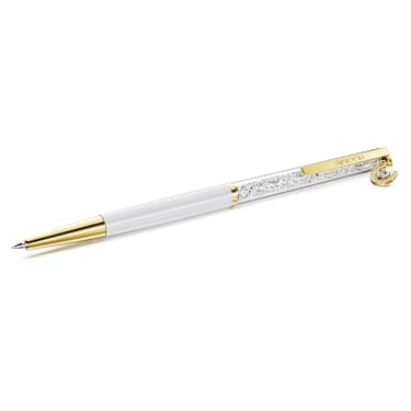 Stylo à bille Crystalline, Fer à cheval, Blanc, Laqué blanc, placage de ton or - Swarovski, 5740699