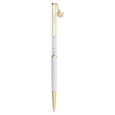 Penna a sfera Crystalline, Ferro Di Cavallo, Bianco, Laccato bianco, placcato color oro - Swarovski, 5740699