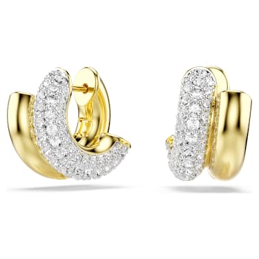Dextera Kreolörhängen, Rundslipad, Mini, Vit, 18K guldfinish - Swarovski, 5740735