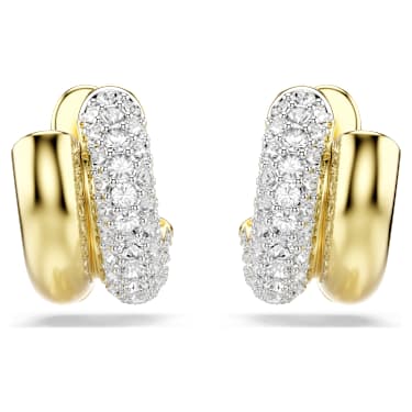 Dextera Kreolörhängen, Rundslipad, Mini, Vit, 18K guldfinish - Swarovski, 5740735
