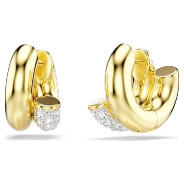 Dextera Kreolörhängen, Rundslipad, Mini, Vit, 18K guldfinish - Swarovski, 5740735