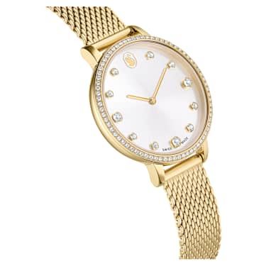 Zegarek Clarica, Swiss Made, Metalowa bransoleta, W odcieniu złota, Powłoka w odcieniu złota - Swarovski, 5740823