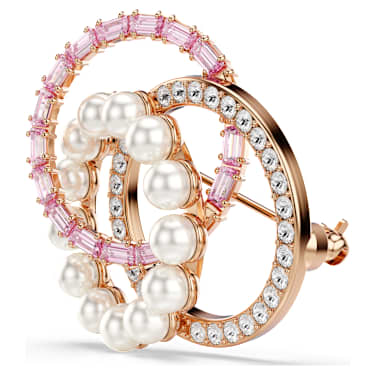 Connexus brooch, Crystal pearl, Mixed cuts, Pink, Rose gold-tone plated - Swarovski, 5741330