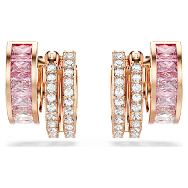 Connexus 大圈耳环, 混合切割, 粉红色, 镀玫瑰金色调 - Swarovski, 5741333