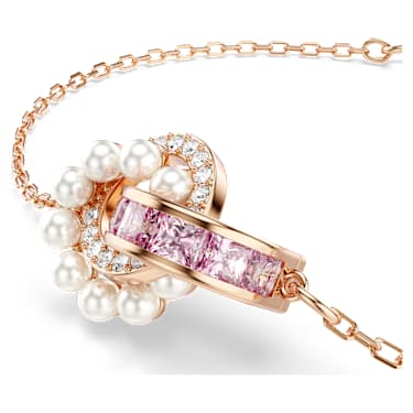 Connexus 手链, 仿水晶珍珠, 混合切割, 粉红色, 镀玫瑰金色调 - Swarovski, 5741336