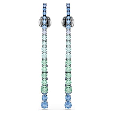 Brincos compridos Matrix, Degradé de lapidações redondas, Multicor, Lacado a ruténio - Swarovski, 5741390