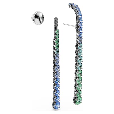 Brincos compridos Matrix, Degradé de lapidações redondas, Multicor, Lacado a ruténio - Swarovski, 5741390