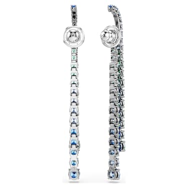 Brincos compridos Matrix, Degradé de lapidações redondas, Multicor, Lacado a ruténio - Swarovski, 5741390