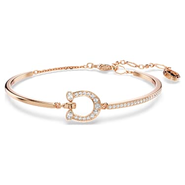 Brățară fixă Symbolica, Pavé, Potcoavă, Albă, Finisaj din aur roz de 18k - Swarovski, 5741461