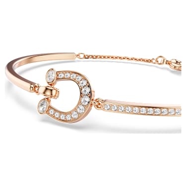 Brățară fixă Symbolica, Pavé, Potcoavă, Albă, Finisaj din aur roz de 18k - Swarovski, 5741461