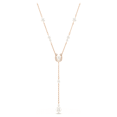 Collar en Y Symbolica, Crystal Pearl, Pavé, Herradura, Blanco, Baño tono oro rosa - Swarovski, 5741463