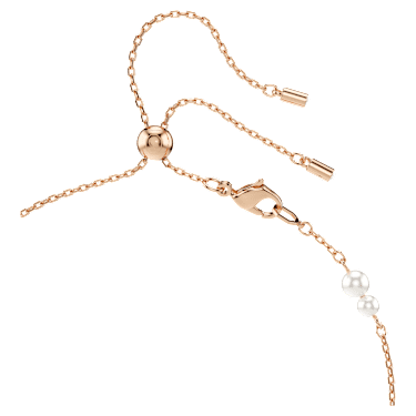 Symbolica สร้อยคอรูปตัว Y, Crystal Pearl, ฝังแบบพาเว่, เกือกม้า, ขาว, ตกแต่งผิวด้วยโรสโกลด์ 18K - Swarovski, 5741463