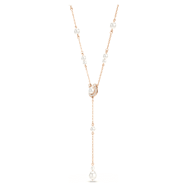 Symbolica Y字型ネックレス, クリスタル・パール, パヴェ, 蹄鉄, ホワイト, ローズゴールドトーン・プレーティング - Swarovski, 5741463