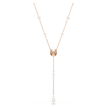 Symbolica Y形项链, 仿水晶仿珍珠，密镶, 马蹄铁, 白色, 玫瑰金色饰面 - Swarovski, 5741463