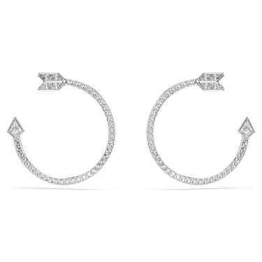 Idyllia フープピアス, ミックスカット, 矢, ホワイト, ロジウム