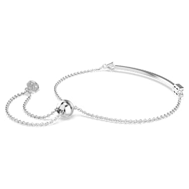 Idyllia bracelet, Mixed cuts, Arrow, White, Rhodium plated - Swarovski, 5741523