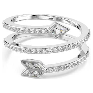 Idyllia motívumos gyűrű, Vegyes metszés, Nyíl, Fehér, Ródium bevonattal - Swarovski, 5741525
