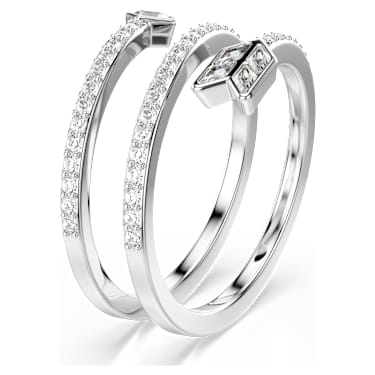 Idyllia ring met motief, Verschillende slijpvormen, Pijl, Wit, Rodium toplaag - Swarovski, 5741527